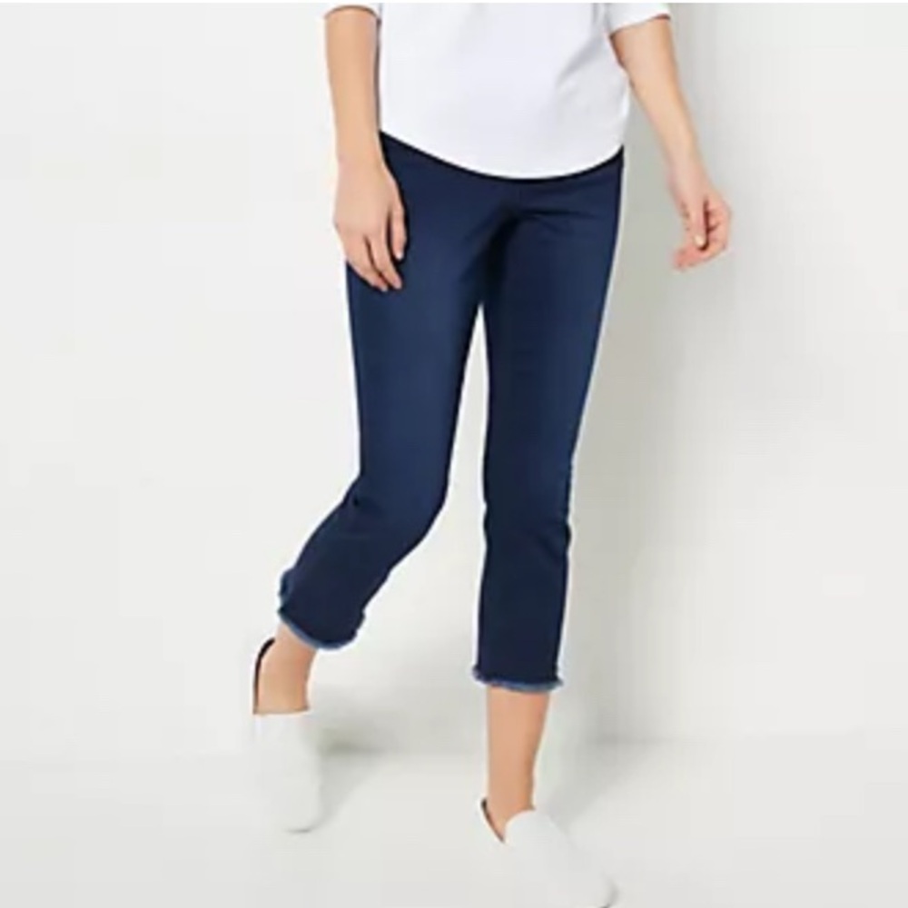 QVC Belle by Kim Gravel Regular TripleLuxe Denim Crop Jeans 28W